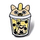 Cartoon Animal Boba Tea Cup Enamel Pin(JEWB-E025-01EB-06)-1