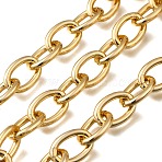 Aluminium Cable Chains, with Spool, Unwelded, Oval, Golden, 16x11.5x2.5mm, about 32.81 Feet(10m)/Roll(CHA-F004-01G-01)