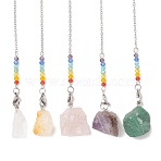 Raw Rough Natural Gemstone Dowsing Pendulums, with 304 Stainless Steel Findings, Nuggest, 170~175mm(PALLOY-JF05237)