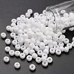 TOHO 3/0 Round Beads, Japanese Seed Beads, (41) Opaque White, 5.5mm, Hole: 1.9mm, about 300pcs/50g(SEED-XTR03-0041)