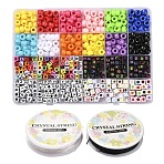 DIY Jewelry Making Kits, 1020Pcs Geometry Plastic & Acrylic Beads, Elastic Crystal Thread, Mixed Color, Beads: 738~750pcs/box(DIY-YW0002-69)