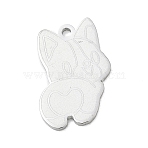 304 Stainless Steel Pendants, Corgi Dog Charms, Polishing, Stainless Steel Color, 22x16x1.5mm, Hole: 1.9mm(SA-CBAE115-05P)