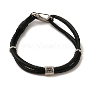 PU Leather Round Cord Multi-strand Bracelets, Constellation Alloy Bracelets for Women Men, Aquarius, 8-1/4 inch(20.9cm)(SJEW-K002-07E)