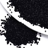 11/0 Grade A Glass Seed Beads, Cylinder, Uniform Seed Bead Size, Baking Paint, Black, 1.5x1mm, Hole: 0.5mm, about 20000pcs/bag(SEED-S030-0049F)