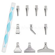 1 Set Alloy DIY Diamond Painting Pen Tool, with 4Pcs Alloy Rhinestones Pickers Pen Heads, Platinum, 2.2x3.6x0.6cm(DIY-FH0003-01)