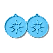 DIY Flat Round with Star Pendant Silicone Molds, Resin Casting Molds, for UV Resin & Epoxy Resin Jewelry Making, Deep Sky Blue, 58x105x4mm, Hole: 2mm, Inner Diameter: 54.5x49.5mm(DIY-I099-14)