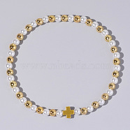 Cross Fashionable Imitation Pearl Bead Stretch Bracelets for Women(BC8772-4)