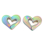 304 Stainless Steel Cabochons, Heart, Rainbow Color, 15x18x2.5mm(STAS-I202-26RC)