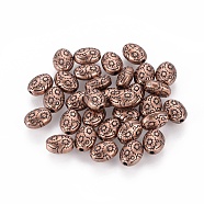 Tibetan Style Alloy Beads, Cadmium Free & Nickel Free & Lead Free, Red Copper, 8x6x4.1mm, Hole: 1mm(RLF0559Y-NF)