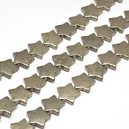 Star Natural Pyrite Beads Strands, 12x12x4~5mm, Hole: 1mm, about 38pcs/strand, 15.7 inch(G-I125-115B)