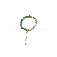 Natural Green Aventurine Round Beaded Bracelet, Golden, 7-1/8~9-1/8 inch(18~23cm)(NC1314-11)