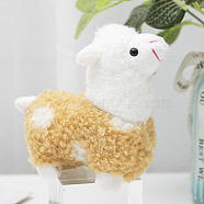 Cute Plush PP Cotton Alpaca Doll Pendant Decorations, Alloy Keychain, Goldenrod, 11x5.5cm(PW-WG96699-02)