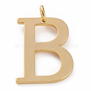 Golden Brass Pendants, Long-Lasting Plated, Letter, Letter.B, 27x21x1.5mm, Hole: 3.5mm(KK-P194-01G-B)