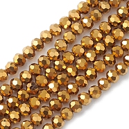 Electroplate Glass Beads Strands, Faceted, Rondelle, Gold, 5x6mm, Hole: 1.2mm, about 95pcs/strand, 20.87''(53cm)(EGLA-K015-09C)