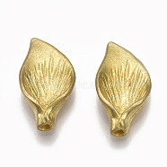 Brass Bead Caps, Nickel Free, Leaf, Raw(Unplated), 14x7.5x3mm, Hole: 1mm(KK-T040-027-NF)