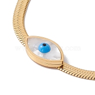 Acrylic Horse Eye Link Bracelet with 316 Stainless Steel Herringbone Chains for Women, Golden, 6-3/8 inch(16.2cm)(BJEW-G655-02G)