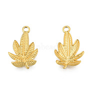 Ion Plating(IP) 304 Stainless Steel Pendants, Leaf, Real 18K Gold Plated, 22x14x2mm, Hole: 1.8mm(STAS-N098-216LG)