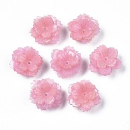 Plastic Beads, Flower, Pink, 19x20x8mm, Hole: 0.8mm(KY-N015-030)