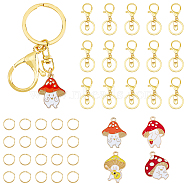 DIY Mushroom Elf Charm Keychain Making Kit, Including Alloy Enamel Pendants, Alloy Lobster Claw Clasp Keychain, 304 Stainless Steel Jump Rings, Mixed Color, 52Pcs/box(DIY-DC0001-83)