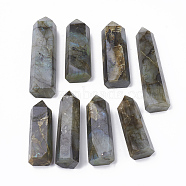 Natural Labradorite Beads, Healing Stones, Reiki Energy Balancing Meditation Therapy Wand, No Hole/Undrilled, Hexagon Prism, 50~90x15~30x15~30mm(G-T104-03A)