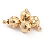 Brass Beads, Long-Lasting Plated, Round, Real 24K Gold Plated, 9x6~7mm, Hole: 1.4mm(KK-O133-15B-G)