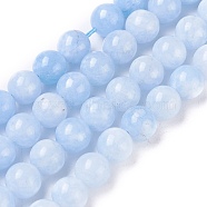 Natural White Jade Beads Strands, Dyed, Imitation Aquamarine, Round, 8mm, Hole: 1mm, about 47~48pcs/strand, 14.96~15.15 inch(38~38.5cm)(G-I222-8mm-02)