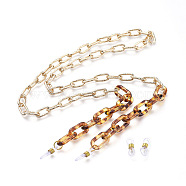 Aluminum Paperclip Chain Eyeglasses Chains, Neck Strap for Eyeglasses, with Transparent Acrylic Linking Rings and Rubber Loop Ends, Light Gold, 30.9 inch(78.5cm)(AJEW-EH00030)