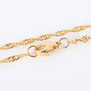 304 Stainless Steel Chain Necklaces, with Lobster Claw Clasps, Faceted, Golden, 17.9 inch(45.4cm), 2mm(MAK-N016-15G)