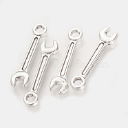 Tibetan Style Alloy Pendants, Wrench, Cadmium Free & Lead Free, Antique Silver, 24x6x2mm, Hole: 2mm(X-TIBE-T007-20AS-LF)