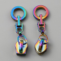 Zinc Alloy Replacement Zipper Sliders, for Luggage Suitcase Backpack Jacket Bags Coat, Rainbow Color, 4.5cm, Hole: 8.5x6mm(FIND-WH0139-72)