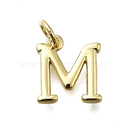 Brass Pendants, With Jump Ring, Long-Lasting Plated, Lead Free & Cadmium Free, Rack Plating, Real 18K Gold Plated, Letter M, 11.5x10.5x2mm, Hole: 3mm(KK-K400-51G-M)