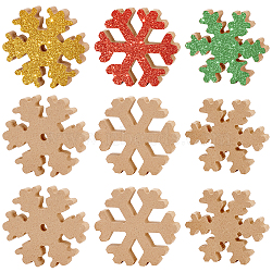 9Pcs 3 Style Snowflake Wooden Blank Display Decorations, for Home Decoration, Tan, 76x66~71x12.5mm, Hole: 6.5mm, 3pcs/style(AJEW-BC0002-07)