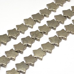 Star Natural Pyrite Beads Strands, 12x12x4mm, Hole: 1mm, about 38pcs/strand, 15.7 inch(G-I125-115B)
