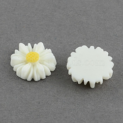 Flatback Hair & Costume Accessories Ornaments Resin Flower Daisy Cabochons, White, 13x4mm(CRES-Q101-01-1)