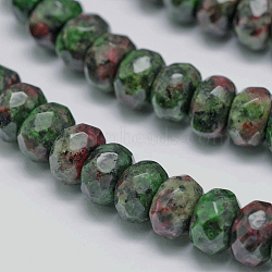 Faceted Natural Ruby in Zoisite Rondelle Beads Strands, Dyed, 8x5mm, Hole: 1mm, about 76pcs/strand, 15.2 inch(X-G-K090-04)