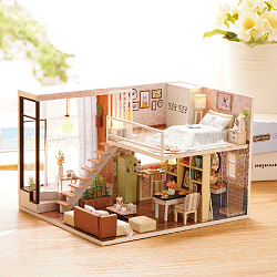 Handmade Assembled Toy Dollhouse, DIY Miniature, Mini House, Hut Villa Creative Birthday Gift To Girlfriend Doll House, Colorful, 245x155x205mm(DIY-WH0023-10)