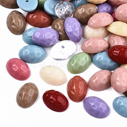 Mixed Opaque & Transparent Resin Beads, Half Drilled, Hammered Half Oval, Mixed Color, 14x10x5.5mm, Hole: 1.6mm(RESI-T048-02)