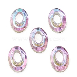 Electroplate Glass Linking Rings, Crystal Cosmic Ring, Prism Ring, Faceted, Back Plated, Oval, Plum, 20x13x4mm, Inner Diameter: 9.5x5mm(GLAA-A008-08)