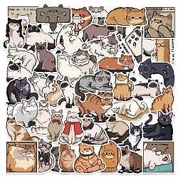 50Pcs Cartoon Cat Paper Self-Adhesive Picture Stickers, for Water Bottles, Laptop, Luggage, Cup, Computer, Mobile Phone, Skateboard, Guitar Stickers Decor, Mixed Color, 35~58x38~75x0.3mm(AJEW-S086-13)