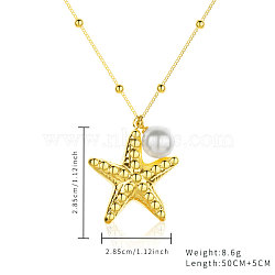 Stainless Steel Gold Cross Star Necklace, with Shell Earrings Set(WJ2028-2)