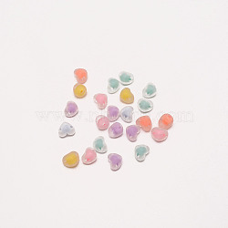 Frosted Transparent Acrylic Beads, Bead in Bead, Heart, Mixed Color, 12.5x15x11.5mm, Hole: 2.5mm, about 50pcs/bag(FACR-CJC0005-02)