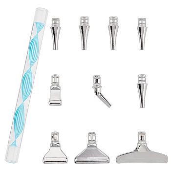 1 Set Alloy DIY Diamond Painting Pen Tool, with 4Pcs Alloy Rhinestones Pickers Pen Heads, Platinum, 2.2x3.6x0.6cm