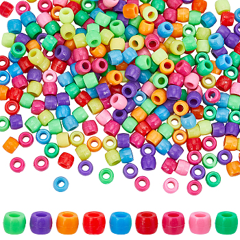Plastic Beads, Barrel, Mixed Color, 8x6mm, Hole: 3.5mm, 1000pcs/bag