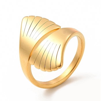 Ion Plating(IP) 304 Stainless Steel Finger Rings for Women Men, Leaf Wide Band Rings, Real 18K Gold Plated, US Size 7 1/4(17.5mm), 2.5~23mm