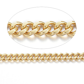 3.28 Feet 304 Stainless Steel Curb Chains, Unwelded, for Jewelry Making, Golden, 3x2x0.8mm