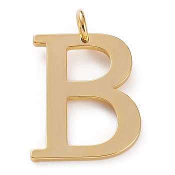 Golden Brass Pendants, Long-Lasting Plated, Letter, Letter.B, 27x21x1.5mm, Hole: 3.5mm