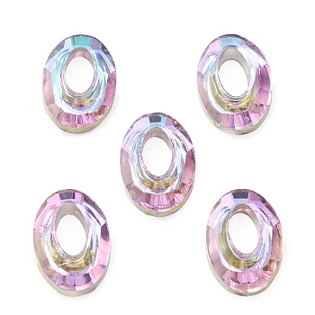 Electroplate Glass Linking Rings, Crystal Cosmic Ring, Prism Ring, Faceted, Back Plated, Oval, Plum, 20x13x4mm, Inner Diameter: 9.5x5mm