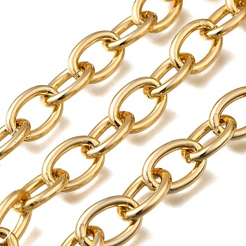 Aluminium Cable Chains, with Spool, Unwelded, Oval, Golden, 16x11.5x2.5mm, about 32.81 Feet(10m)/Roll