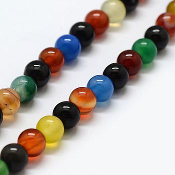 Natural Agate Beads Strands, Dyed & Heated, Round, 10mm, Hole: 1mm, about 37pcs/strand, 15.1 inch