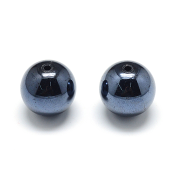 Pearlized Style Acrylic Beads, Round, Black, 12mm, Hole: 2mm, about 530pcs/500g